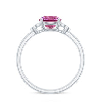 Round Pink Tourmaline Solitaire Engagement Ring with Diamond