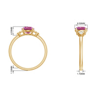 Round Pink Tourmaline Solitaire Engagement Ring with Diamond