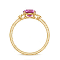 Round Pink Tourmaline Solitaire Engagement Ring with Diamond