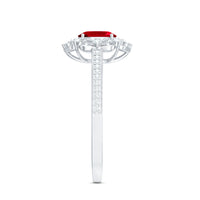 Certified Lab Created Ruby Vintage Inspired Engagement Ring with Diamond