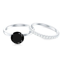 2 Carat Lab Grown Black and White Diamond Engagement Ring with Enhancer