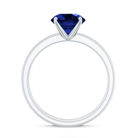 2.7 Carat Round Shape Lab Created Blue Sapphire Solitaire Wedding Ring Set with Diamond Band