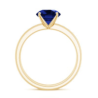 2.7 Carat Round Shape Lab Created Blue Sapphire Solitaire Wedding Ring Set with Diamond Band
