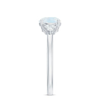Rosec Jewels 1.50 CT moonstone solitaire engagement ring with diamond trio accents, showcasing a elegant ring design.