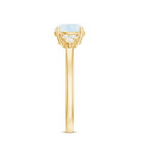 Rosec Jewels 1.50 CT moonstone solitaire engagement ring with diamond trio accent, showcasing a sparkling moonstone gemstone and elegant design.