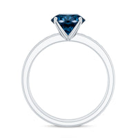 2 Carat Round London Blue Topaz Solitaire Engagement Ring with Diamond Band
