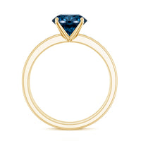 2 Carat Round London Blue Topaz Solitaire Engagement Ring with Diamond Band
