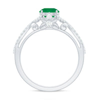 Designer Emerald Crossover Engagement Ring with Diamond