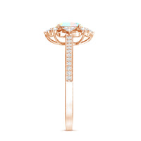 Oval Ethiopian Rainbow Opal vintage-style engagement ring with diamond accents, crafted by Rosec Jewels
