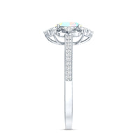 Oval Ethiopian rainbow opal vintage engagement ring with diamond accents, crafted by Rosec Jewels.