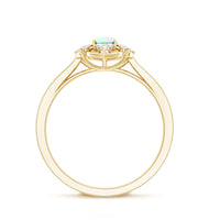 Oval Ethiopian Rainbow Opal engagement ring with vintage design and diamond accents, crafted by Rosec Jewels.