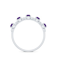Natural Amethyst Diamond Half Eternity Band Ring for Women