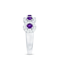 Natural Amethyst Diamond Half Eternity Band Ring for Women