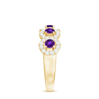 Natural Amethyst Diamond Half Eternity Band Ring for Women