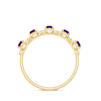 Natural Amethyst Diamond Half Eternity Band Ring for Women