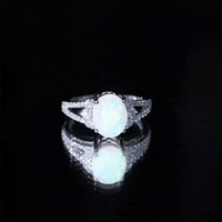 Certified 1.3 Carat Ethiopian Opal Oval Engagement Ring with Diamond