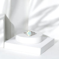 Certified 1.3 Carat Ethiopian Opal Oval Engagement Ring with Diamond