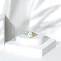 Certified 1.3 Carat Ethiopian Opal Oval Engagement Ring with Diamond