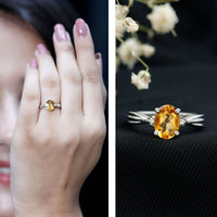 1 Carat Oval Cut Citrine Solitaire Engagement Ring with Diamond