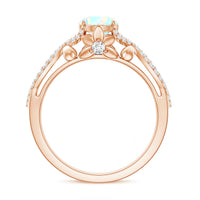 Ethiopian Opal and Diamond Engagement Ring with Crossover Shank