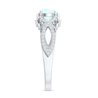 Ethiopian Opal and Diamond Engagement Ring with Crossover Shank