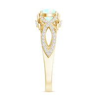 Ethiopian Opal and Diamond Engagement Ring with Crossover Shank