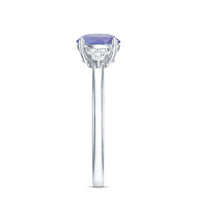 Natural Tanzanite Engagement Ring with Trio of Diamond