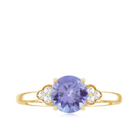 Natural Tanzanite Engagement Ring with Trio of Diamond