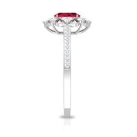 Vintage Style 0.6 Carat Ruby Oval Engagement Ring with Diamond