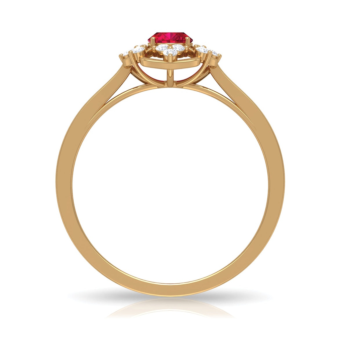 Vintage Style 0.6 Carat Ruby Oval Engagement Ring with Diamond