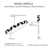 Natural Marquise Black Spinel Diamond Half Eternity Ring