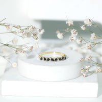 Natural Marquise Black Spinel Diamond Half Eternity Ring