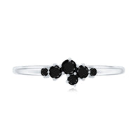 Certified Black Onyx Cluster Promise Ring for Her