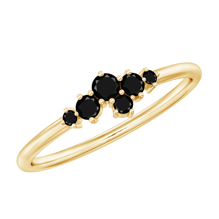 Black Onyx cluster promise ring for women by Rosec Jewels, featuring a polished black gemstone cluster setting.
