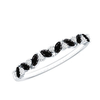 Minimalist Black Onyx and Diamond Half Eternity Ring