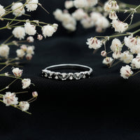 Minimalist Black Onyx and Diamond Half Eternity Ring