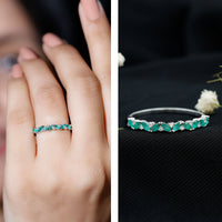 Marquise Emerald and Diamond Half Eternity Ring