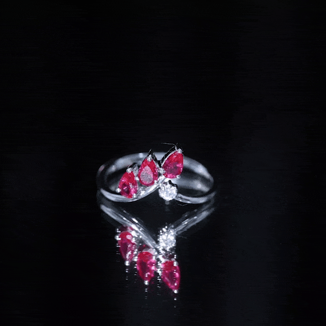 Yellow gold lab-grown ruby ring guard with diamonds, designed to enhance and protect engagement rings from Rosec Jewels.