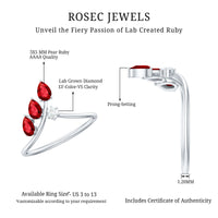 Certified Lab Grown Ruby Ring Guard with Diamond