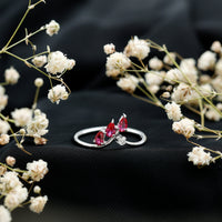 Certified Lab Grown Ruby Ring Guard with Diamond