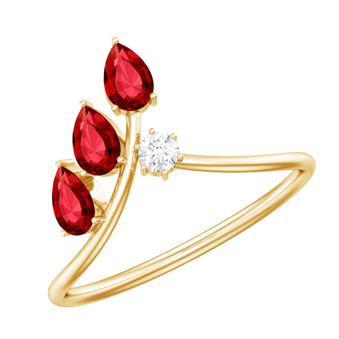 Rosec Jewels lab-grown ruby ring guard with diamond accents, showcasing intricate design and sparkling gemstones.