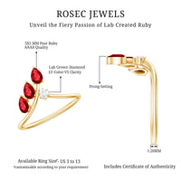 Certified Lab Grown Ruby Ring Guard with Diamond