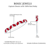 Natural Marquise Ruby Half Eternity Ring with Diamond