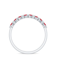 Natural Marquise Ruby Half Eternity Ring with Diamond