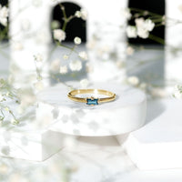 Baguette London Blue Topaz Solitaire Promise Ring