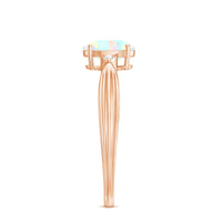 Natural Solitaire Ethiopian Opal Diamond Oval Engagement Ring With Pinched Shank