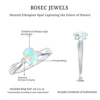 Natural Solitaire Ethiopian Opal Diamond Oval Engagement Ring With Pinched Shank