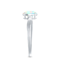 Natural Solitaire Ethiopian Opal Diamond Oval Engagement Ring With Pinched Shank