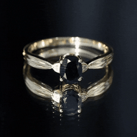 Solitaire Black Onyx Oval Engagement Ring with Diamond