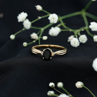 Solitaire Black Onyx Oval Engagement Ring with Diamond